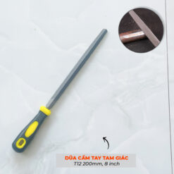 Dũa cầm tay tam giác thép carbon cao cấp T12 200mm, 8 inch CDC-04-1