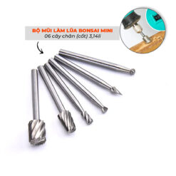 Bộ 06 mũi làm lũa MINI cốt 3,14li (thép gió HSS) dùng để mài phay, làm lũa ở các vị trí, nhỏ hẹp LBS-03-2