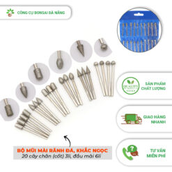 Bộ 20 cây trục 3mm đủ loại mũi mài kim cương, đầu mài rãnh đá, khắc đá, đánh bóng ngọc siêu cứng LBS-05