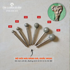 Mũi mài kim cương trục 6mm, đầu tròn dùng để mài rãnh đá, khắc đá, đánh bóng ngọc siêu cứng (8-10-12-14-16-18mm) LBS-06-1