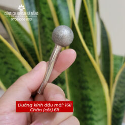 Mũi mài kim cương trục 6mm, đầu tròn dùng để mài rãnh đá, khắc đá, đánh bóng ngọc siêu cứng (8-10-12-14-16-18mm) LBS-06-7